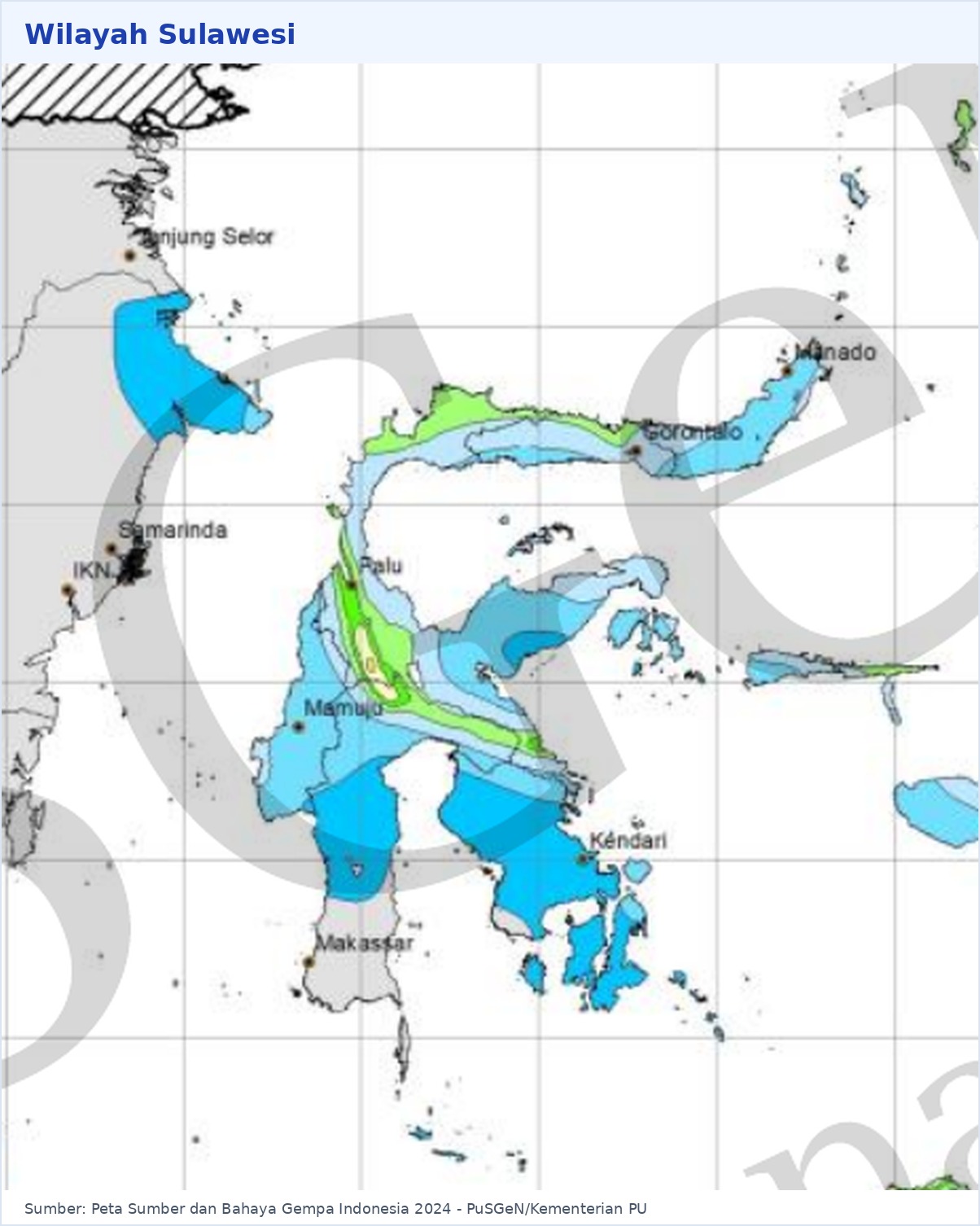 Peta bahaya gempa Sulawesi